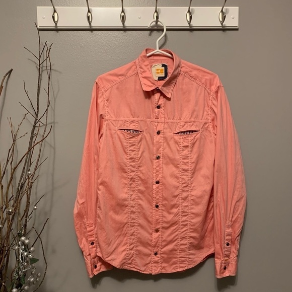 HUGO ORANGE | Mens Salmon Coloured Button Down Dress Shirt Size Medium​​ - Picture 2 of 6